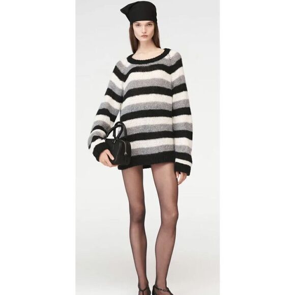 Zara Steven Meisel Sweater Women's Medium Striped Knitted Pullover Oversized NWT - Picture 1 of 13